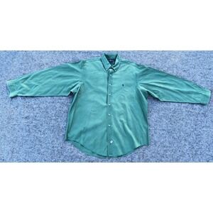 Ralph Lauren Shirt Mens 2XL Green, Long Sleeve‎ Oxford Vintage 90s-READ -2D-16